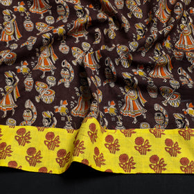 Brown - printed cotton kalamkari blouse piece 32