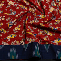 Red - Block Printed Cotton Kalamkari Blouse Piece 33