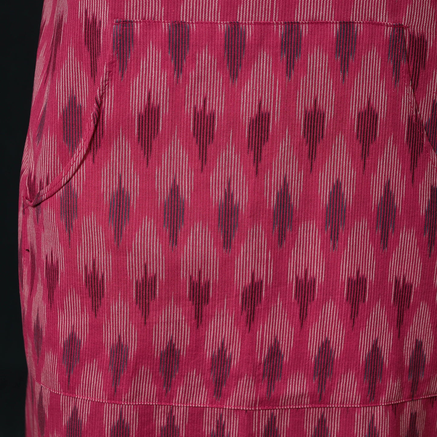 Pink - Pochampally Ikat Weave Cotton Apron with Pocket 79