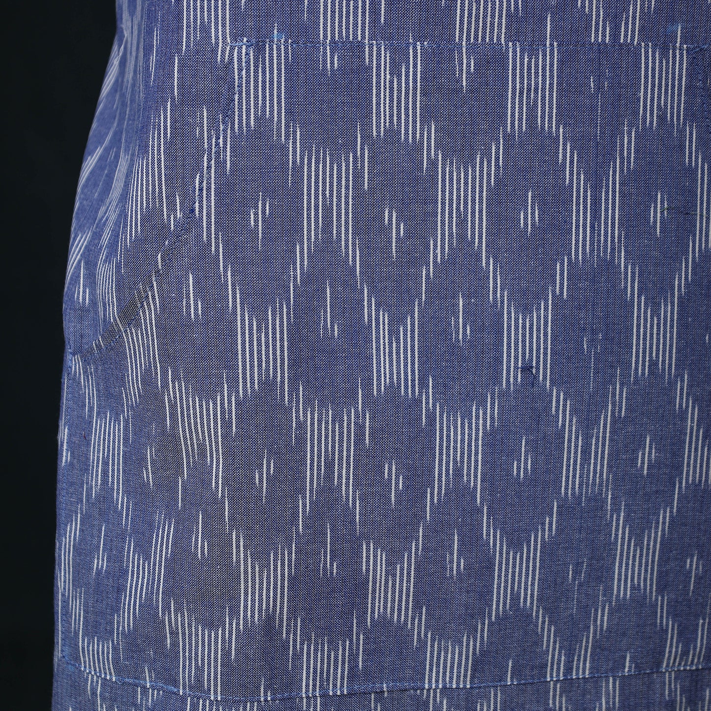 Blue - Pochampally Ikat Weave Cotton Apron with Pocket 80