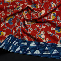 Red - Block Printed Cotton Kalamkari Blouse Piece 38