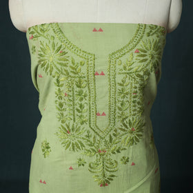 Lucknowi Chikankari Hand Embroidered Jacquard Cotton Unstitched Kurta Material (2.5M) 37