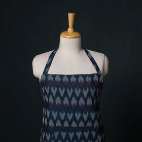 Blue - Pochampally Ikat Weave Cotton Apron with Pocket 82