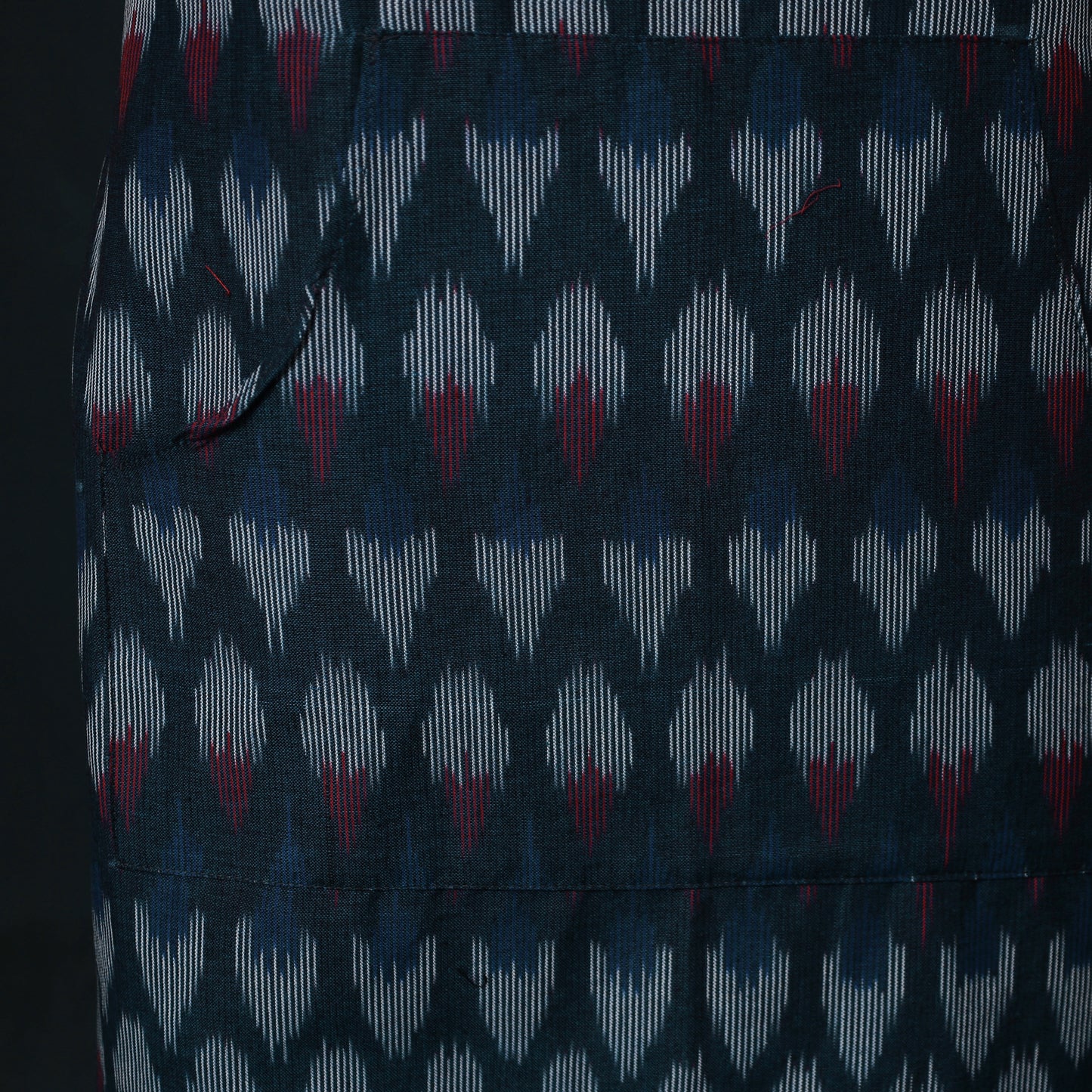 Blue - Pochampally Ikat Weave Cotton Apron with Pocket 82