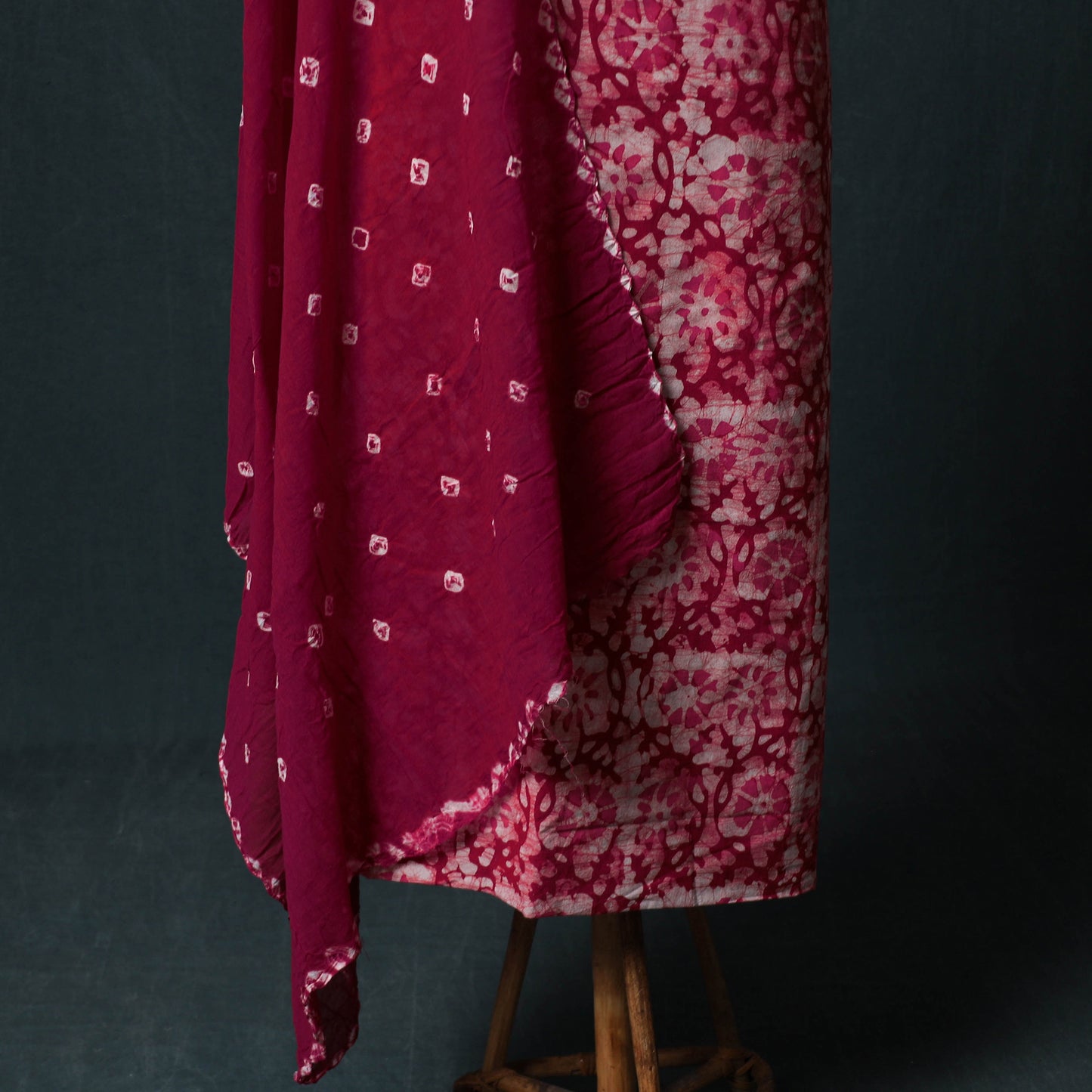 Hand Block Batik Print Cotton 2pc Unstitched Dress Material Kurta Set 19
