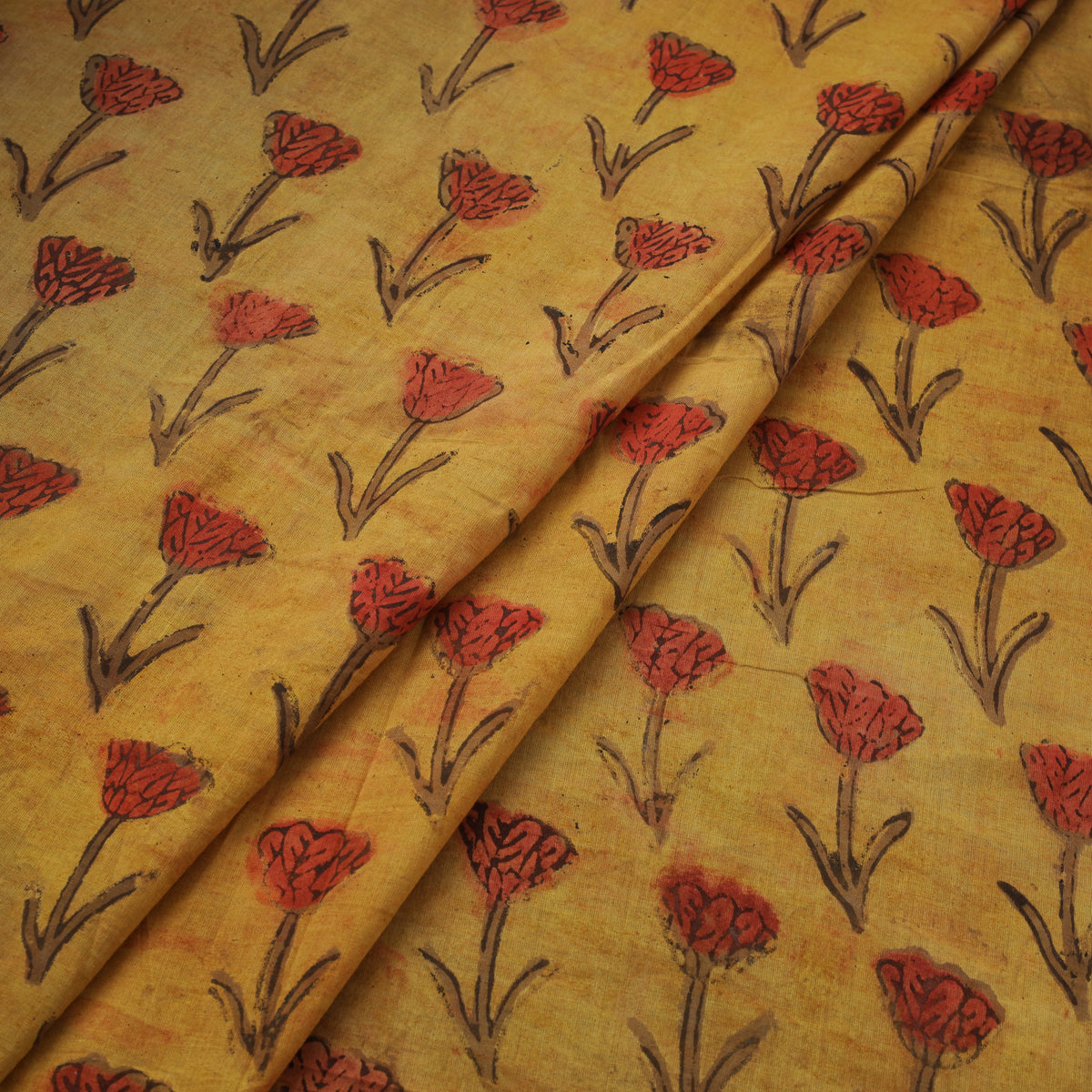 Pomegranate Peel Hand Block Print Cotton Fabric 02