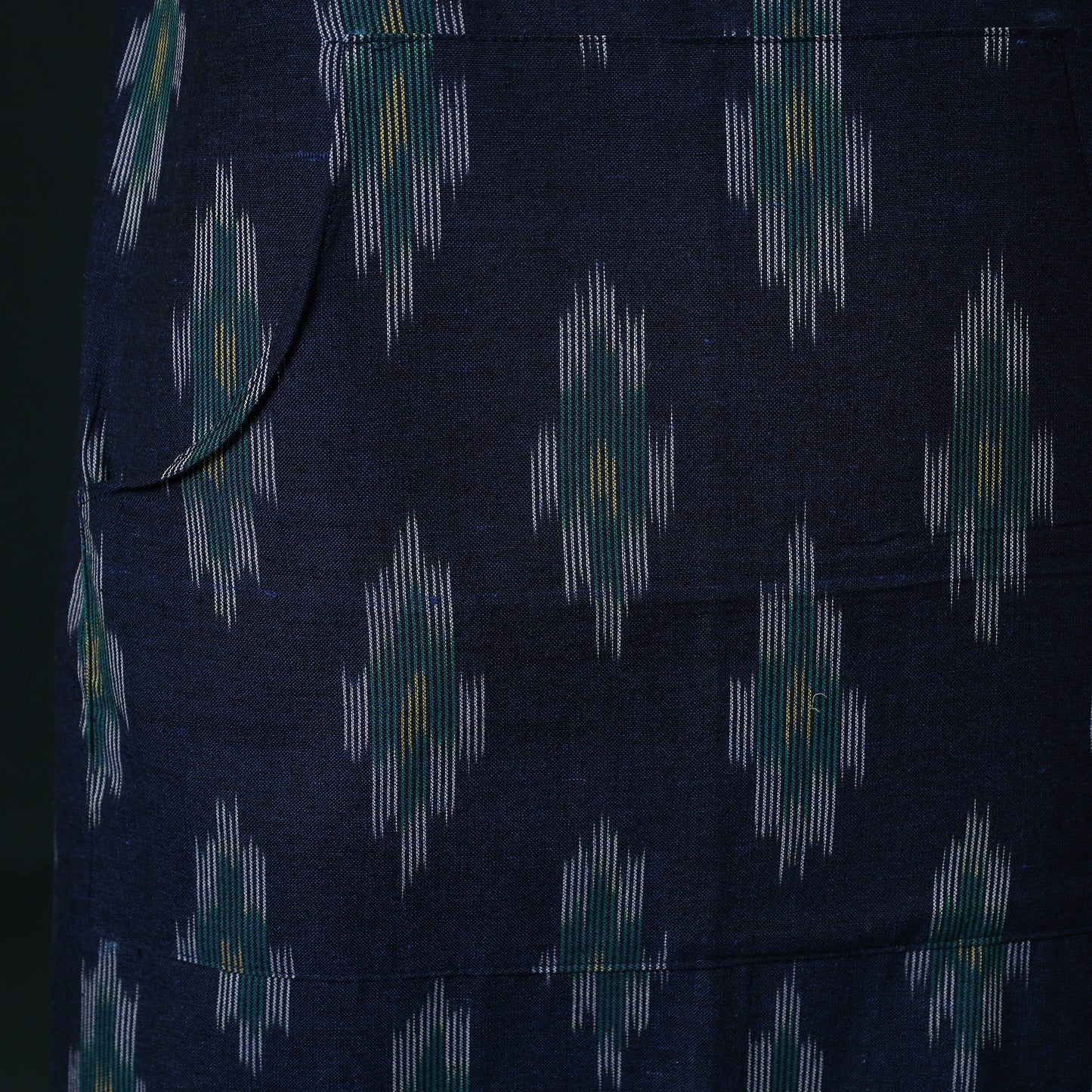 Blue - Pochampally Ikat Weave Cotton Apron with Pocket 83