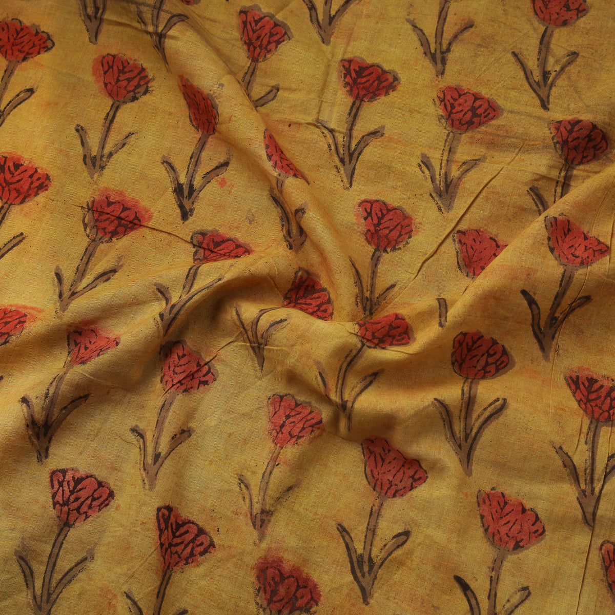 Pomegranate Peel Hand Block Print Cotton Fabric 02