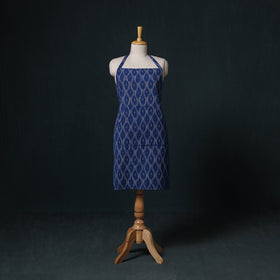 Blue - Pochampally Ikat Weave Cotton Apron with Pocket 84