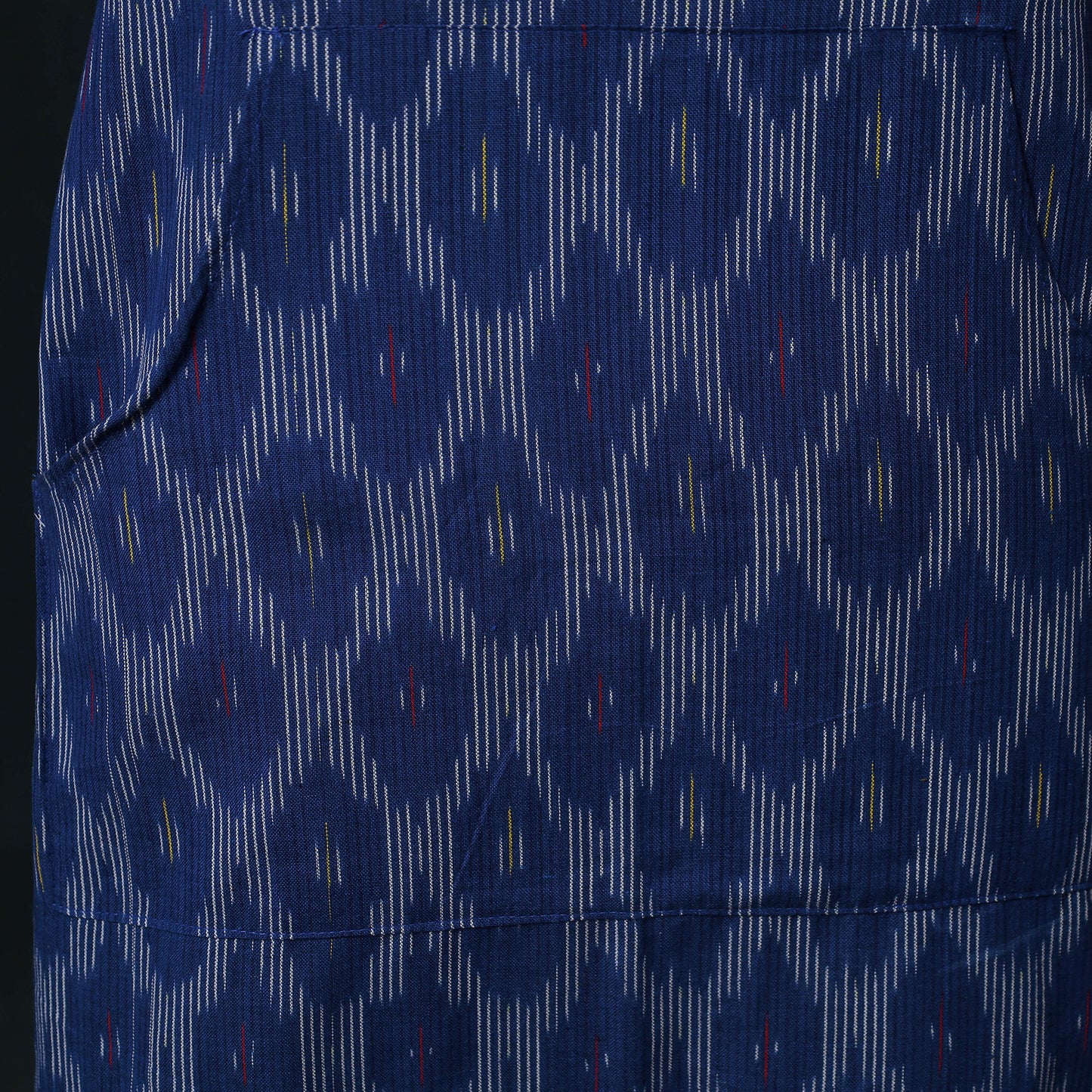 Blue - Pochampally Ikat Weave Cotton Apron with Pocket 84