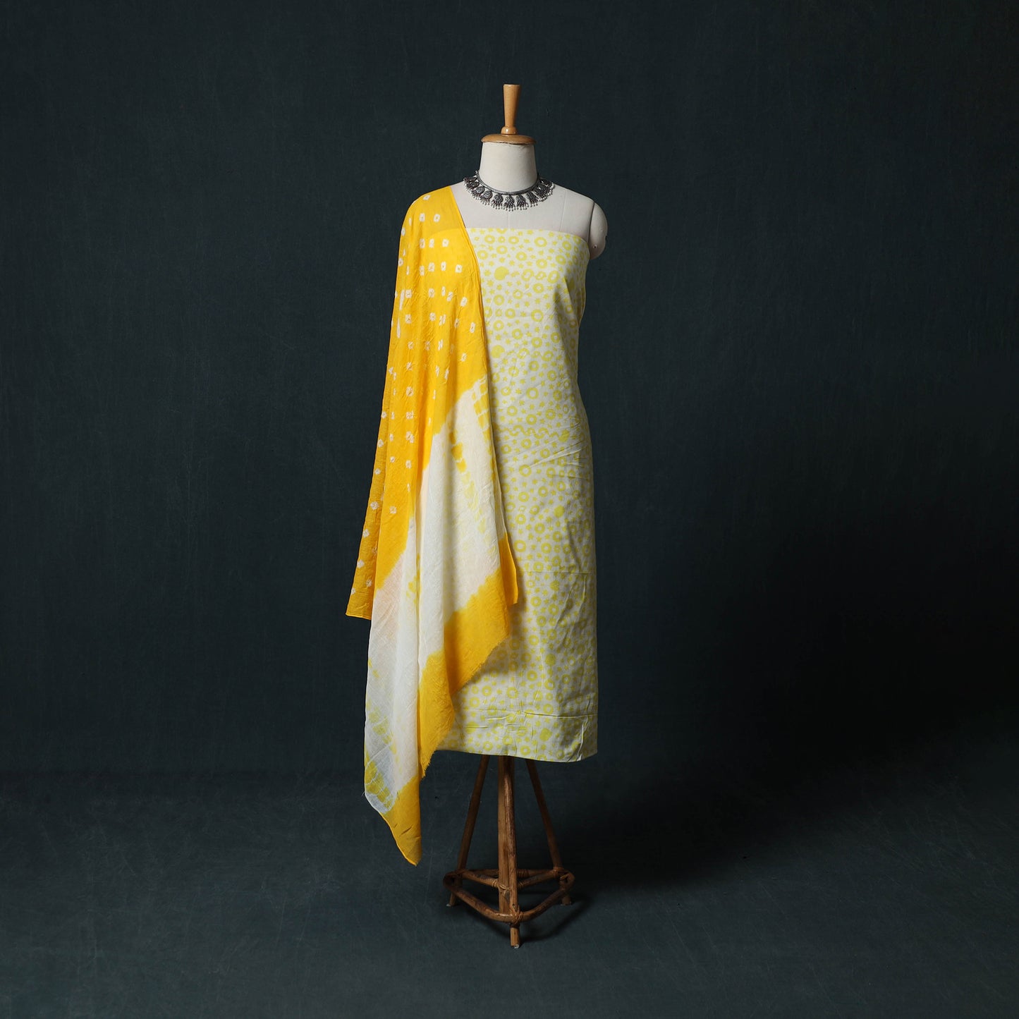 Hand Block Batik Print Cotton 2pc Unstitched Dress Material Kurta Set 21