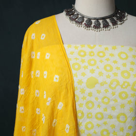 Hand Block Batik Print Cotton 2pc Unstitched Dress Material Kurta Set 21