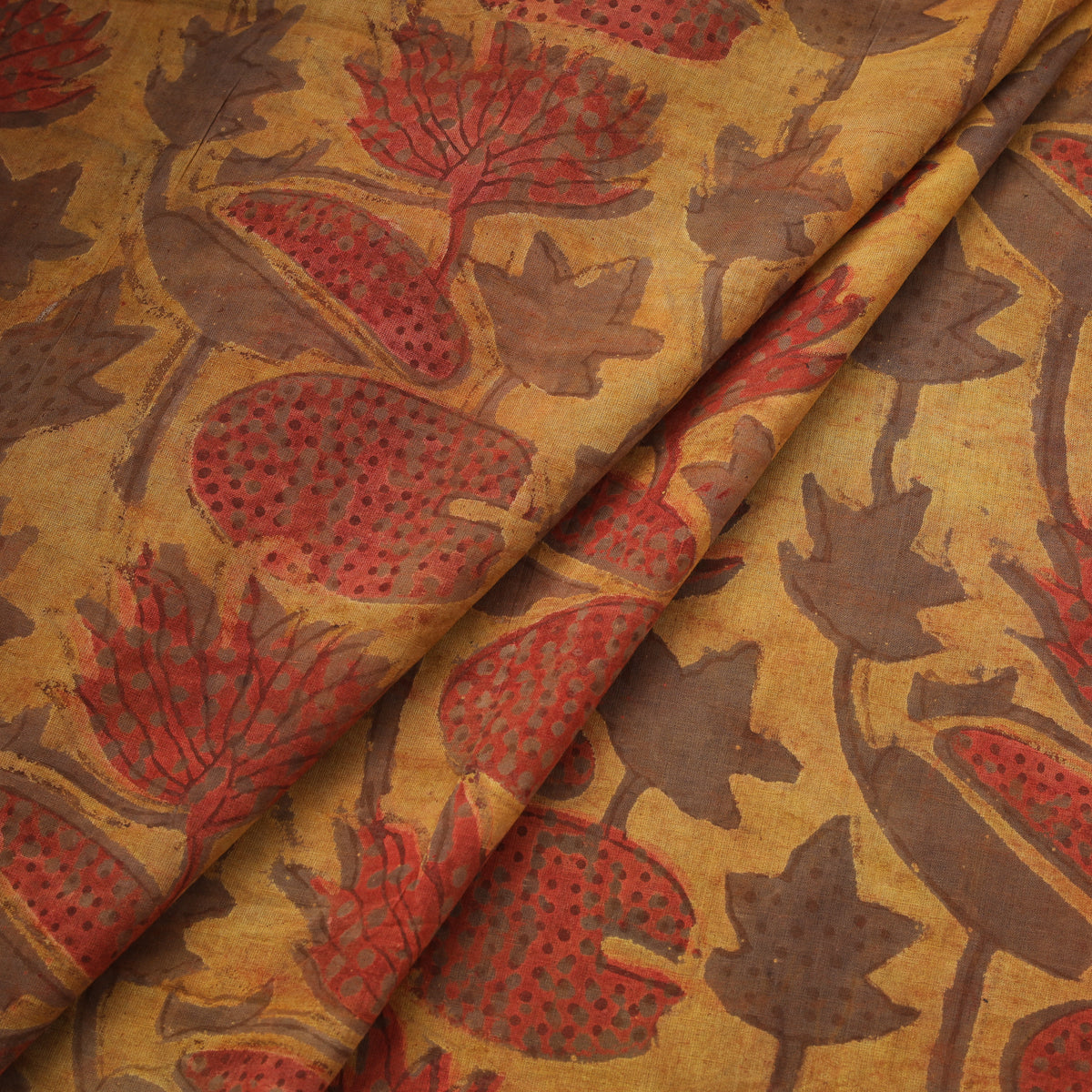 Pomegranate Peel Hand Block Print Cotton Fabric 09