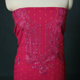 Lucknowi Chikankari Hand Embroidered Jacquard Cotton Unstitched Kurta Material (2.5M) 41