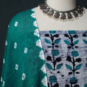 Hand Block Batik Print Cotton 2pc Unstitched Dress Material Kurta Set 23