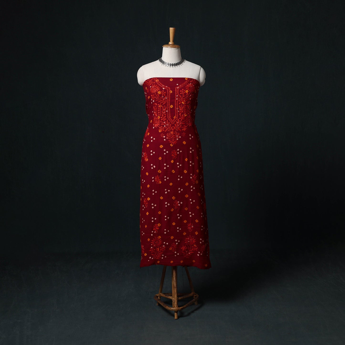 Chikankari Hand Embroidered Cotton Unstitched Kurta Material (3M) 15