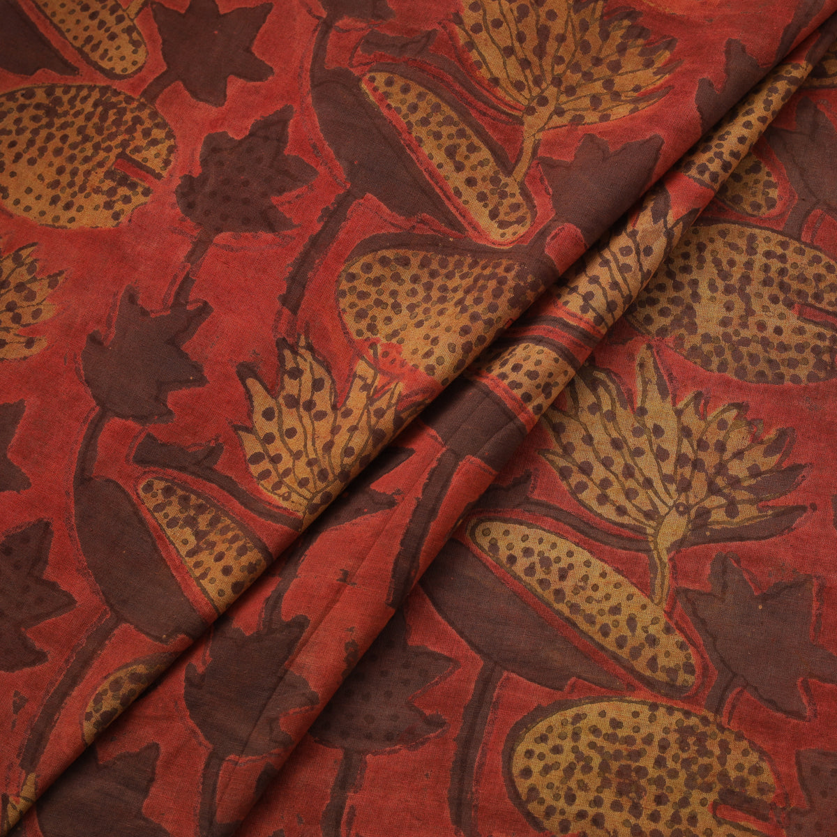 Pomegranate Peel Hand Block Print Cotton Fabric 11
