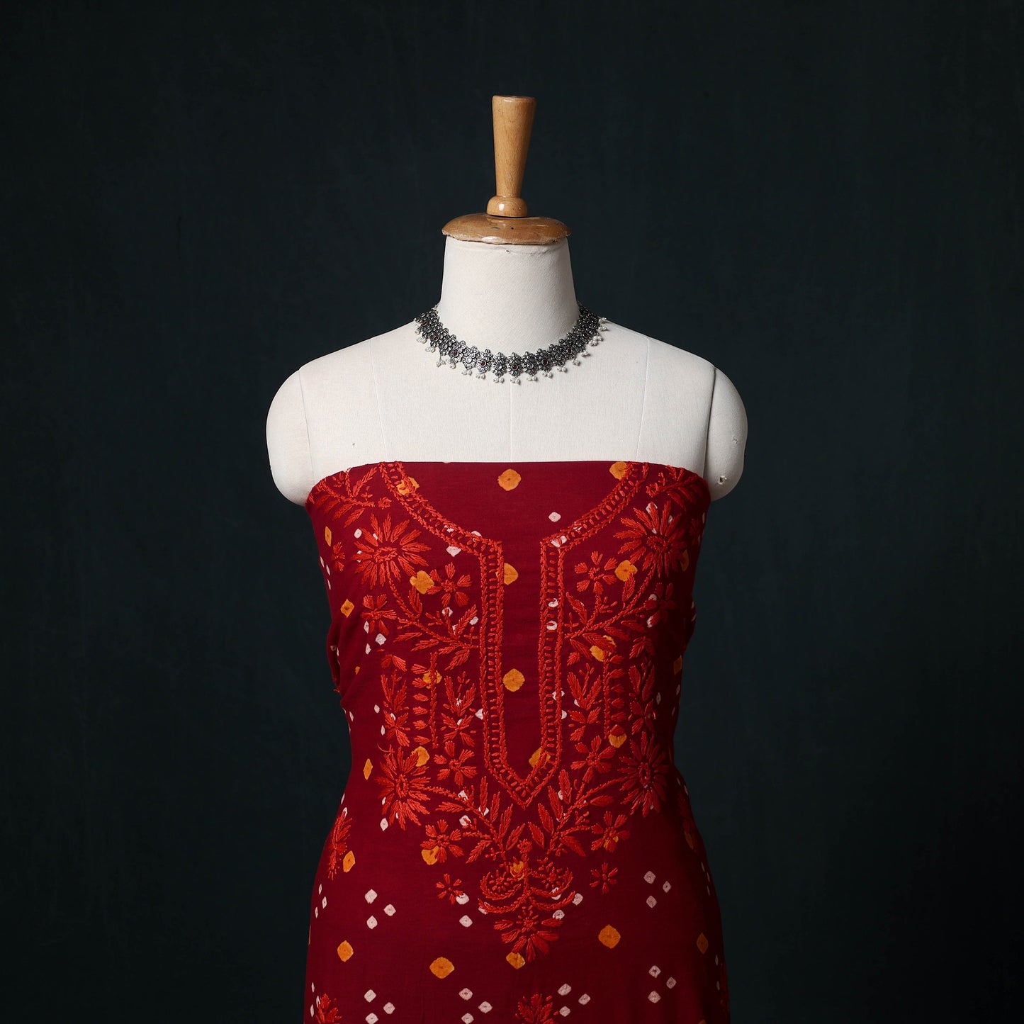 Chikankari Hand Embroidered Cotton Unstitched Kurta Material (3M) 15