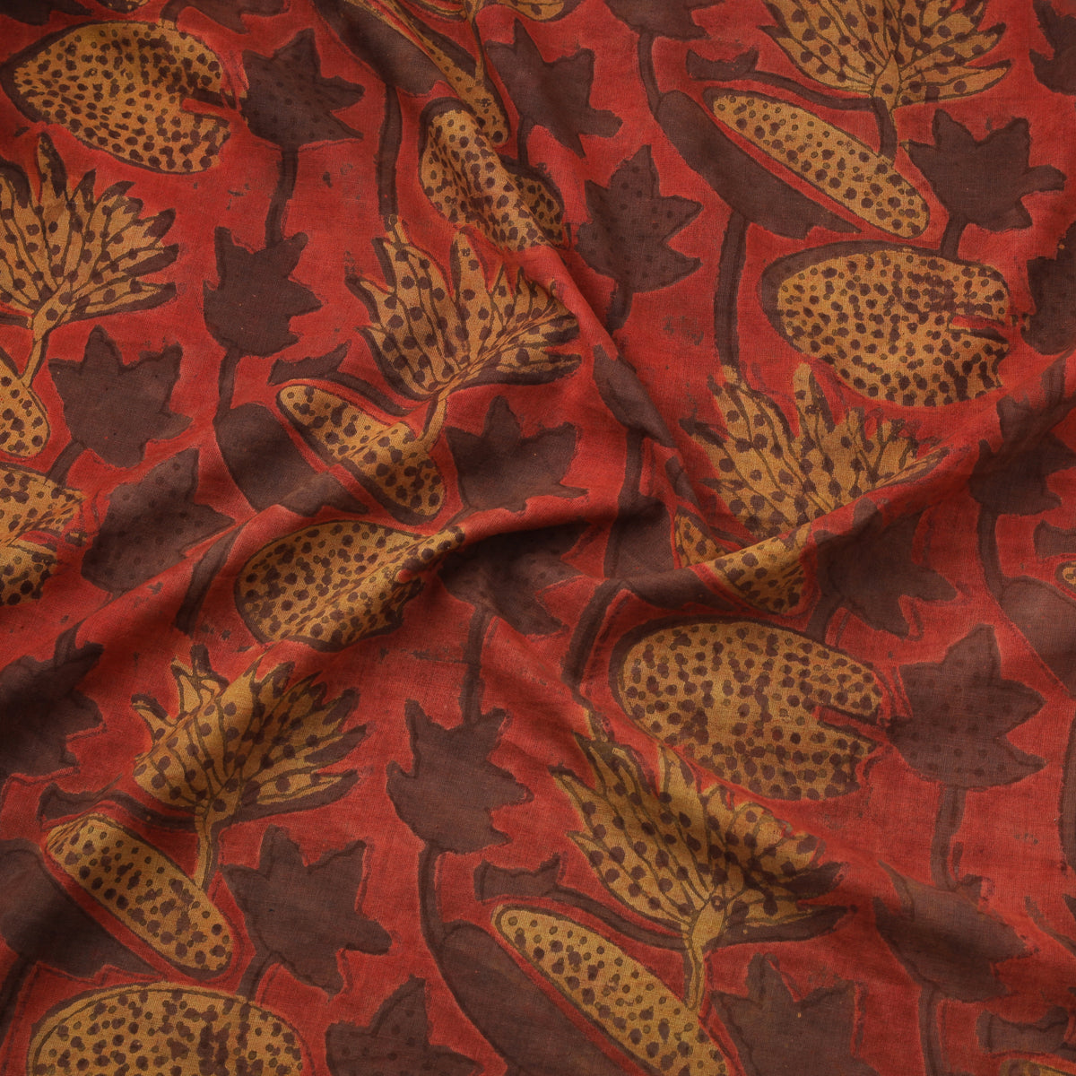 Pomegranate Peel Hand Block Print Cotton Fabric 11