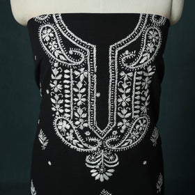 Lucknowi Chikankari Hand Embroidered Jacquard Cotton Unstitched Kurta Material (2.5M) 43