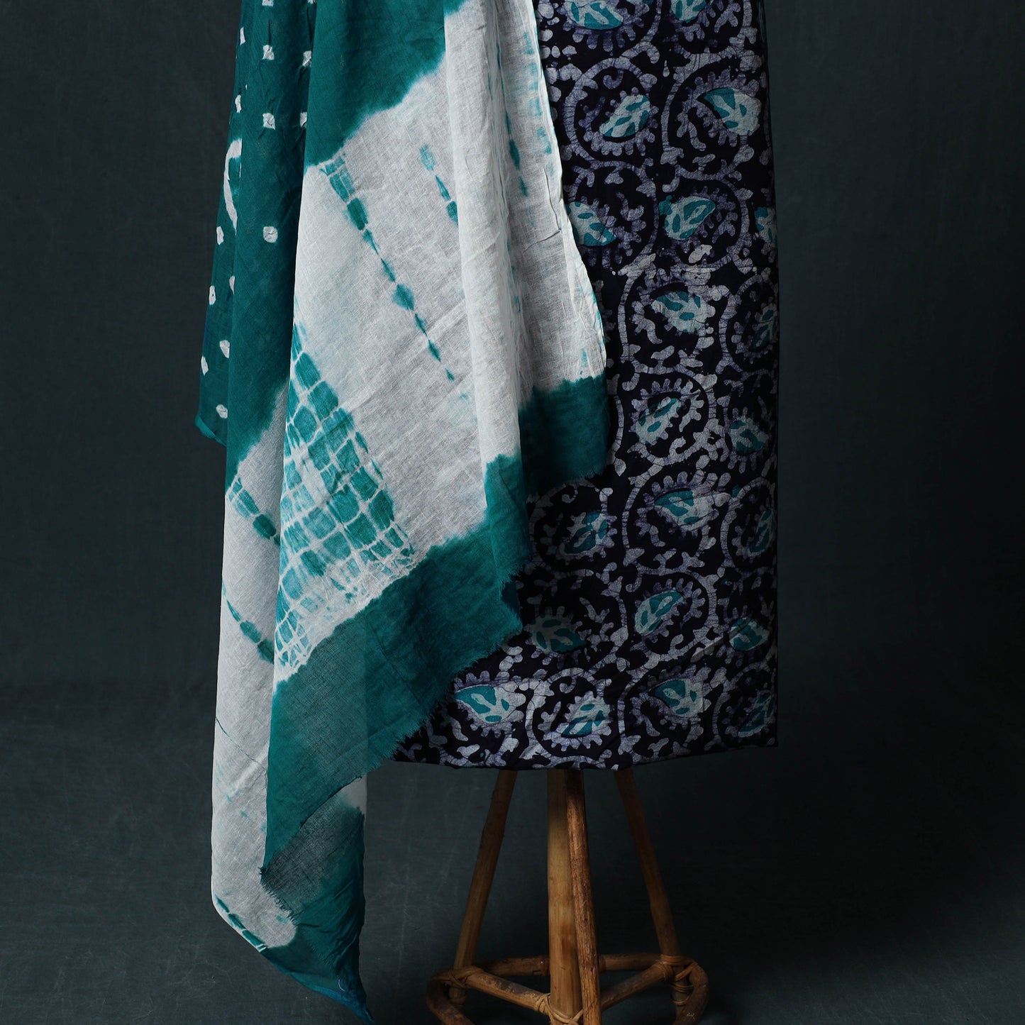 Hand Block Batik Print Cotton 2pc Unstitched Dress Material Kurta Set 25