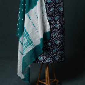 Hand Block Batik Print Cotton 2pc Unstitched Dress Material Kurta Set 25
