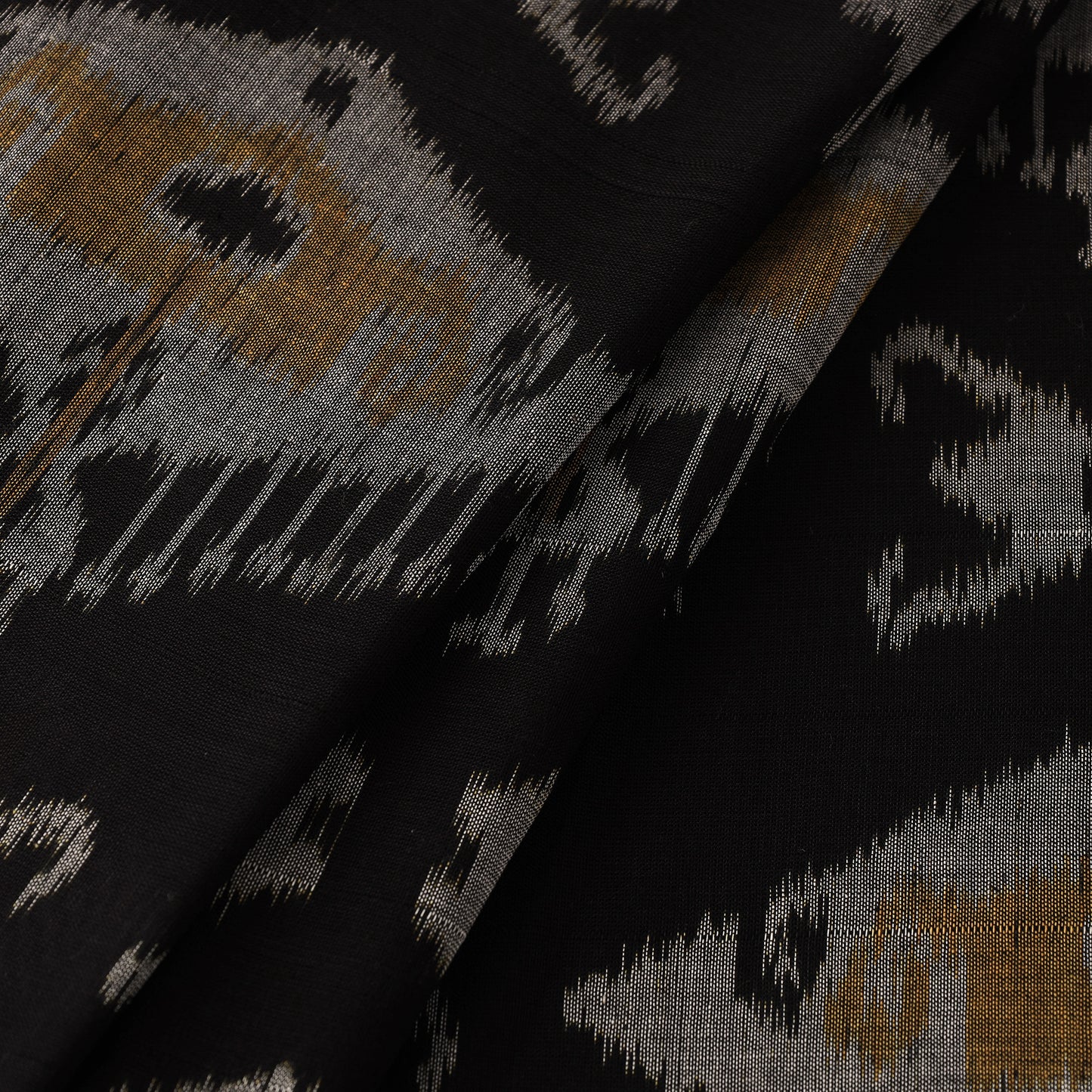 Black - Maniabandha Ikat Weave Handloom Cotton Fabric 08