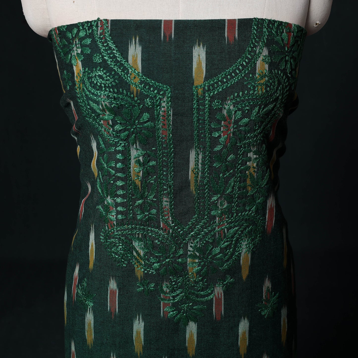Chikankari Hand Embroidered Cotton Unstitched Kurta Material (3M) 02