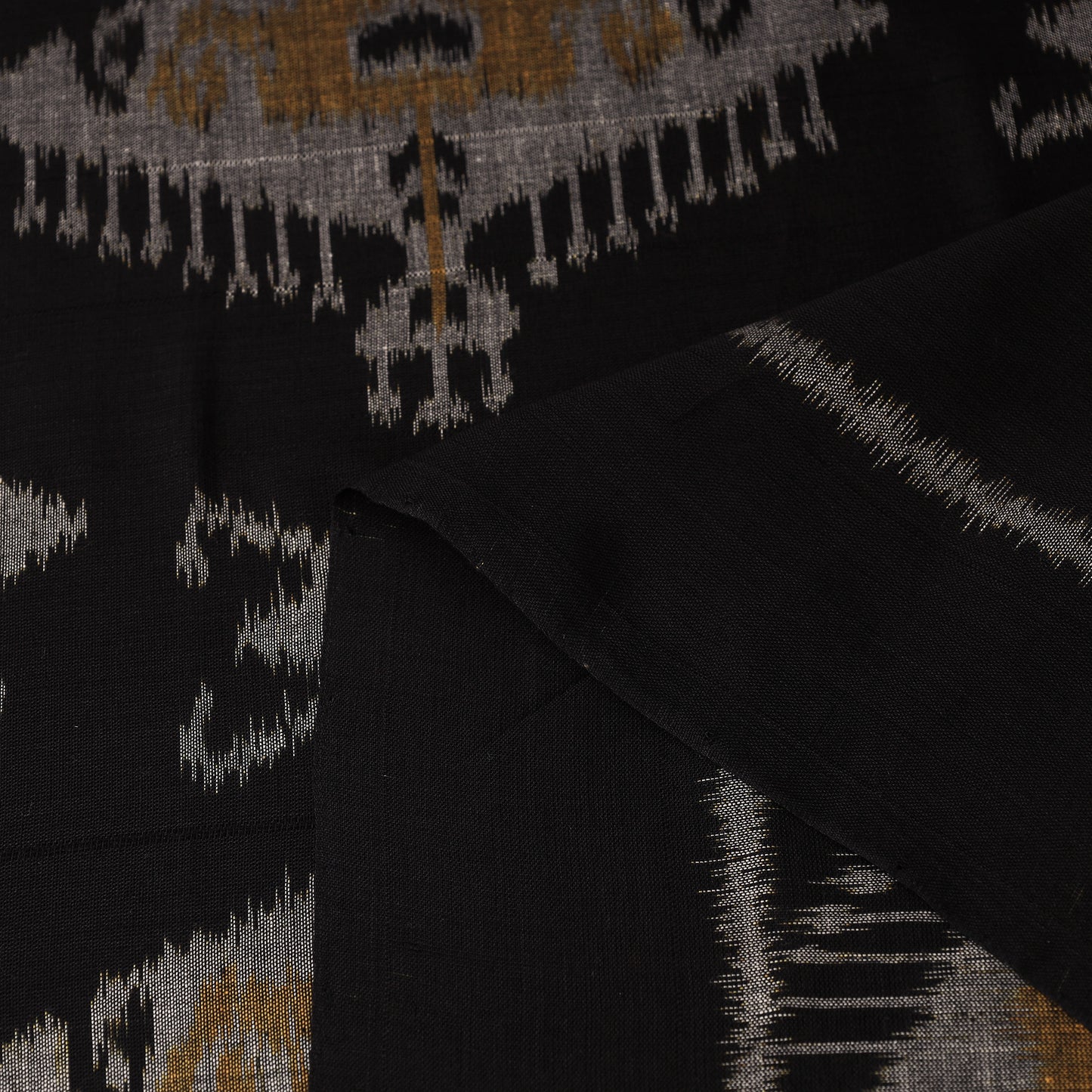 Black - Maniabandha Ikat Weave Handloom Cotton Fabric 08