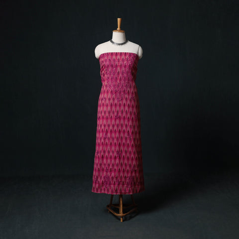 Pink - Chikankari Hand Embroidered Cotton Unstitched Kurta Material (3M) 03