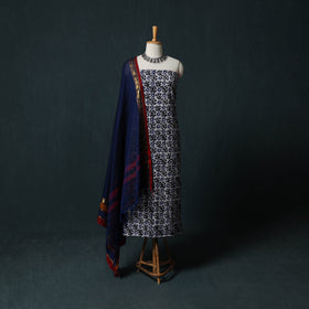 Hand Block Batik Print Cotton 2pc Unstitched Dress Material Kurta Set 27
