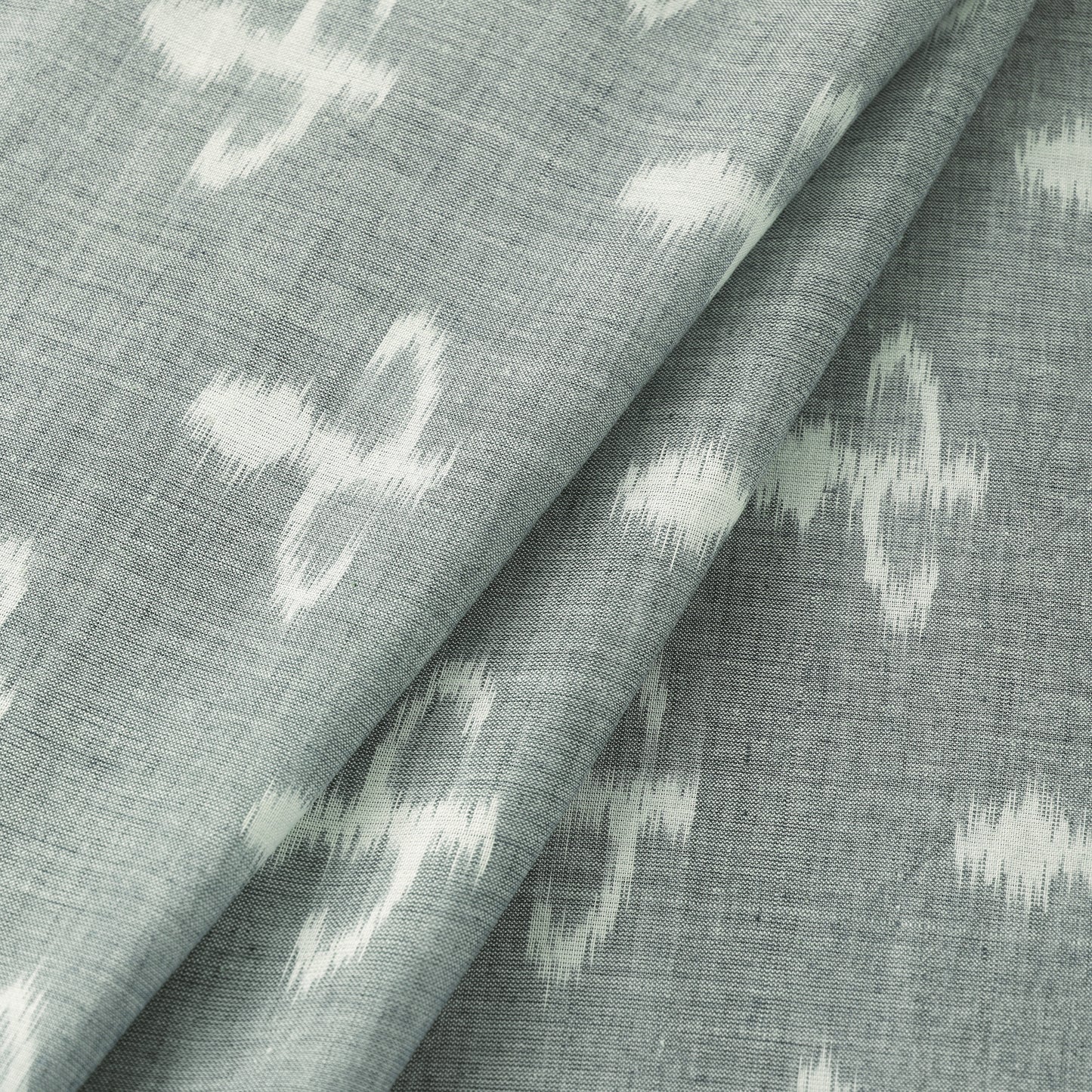 Grey - Maniabandha Ikat Weave Handloom Cotton Fabric 11