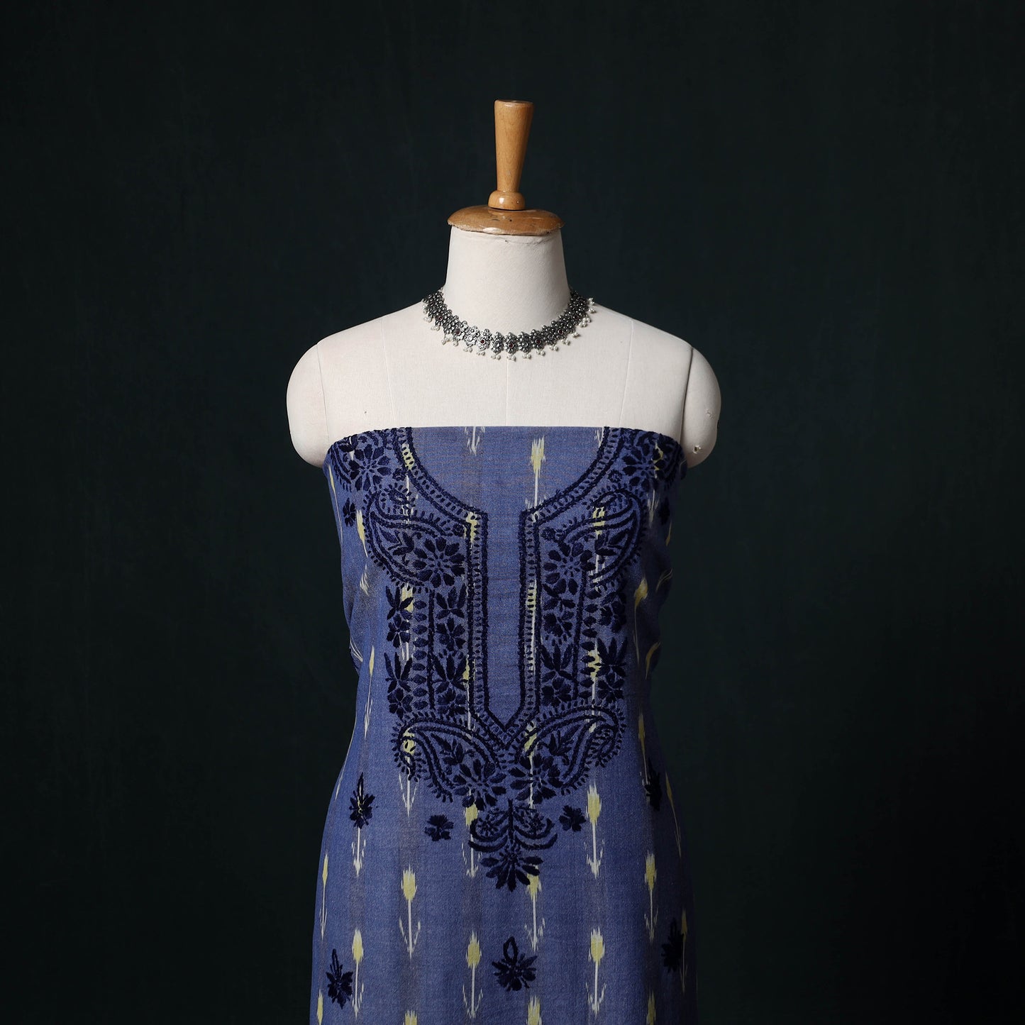Chikankari Hand Embroidered Cotton Unstitched Kurta Material (3M) 04