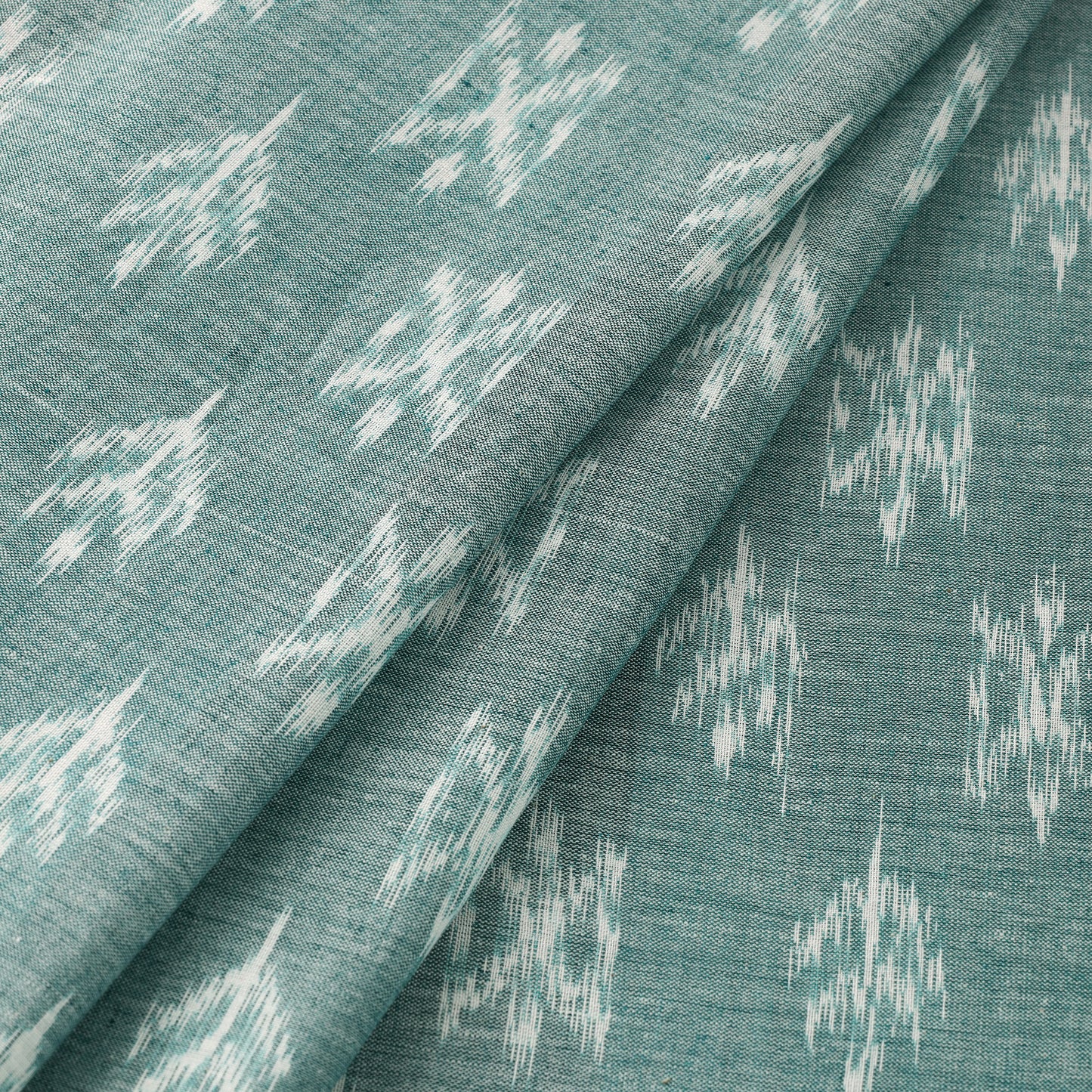 Green - Maniabandha Ikat Weave Handloom Cotton Fabric 13