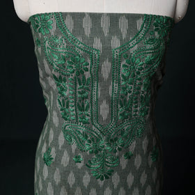 Chikankari Hand Embroidered Cotton Unstitched Kurta Material (3M) 05