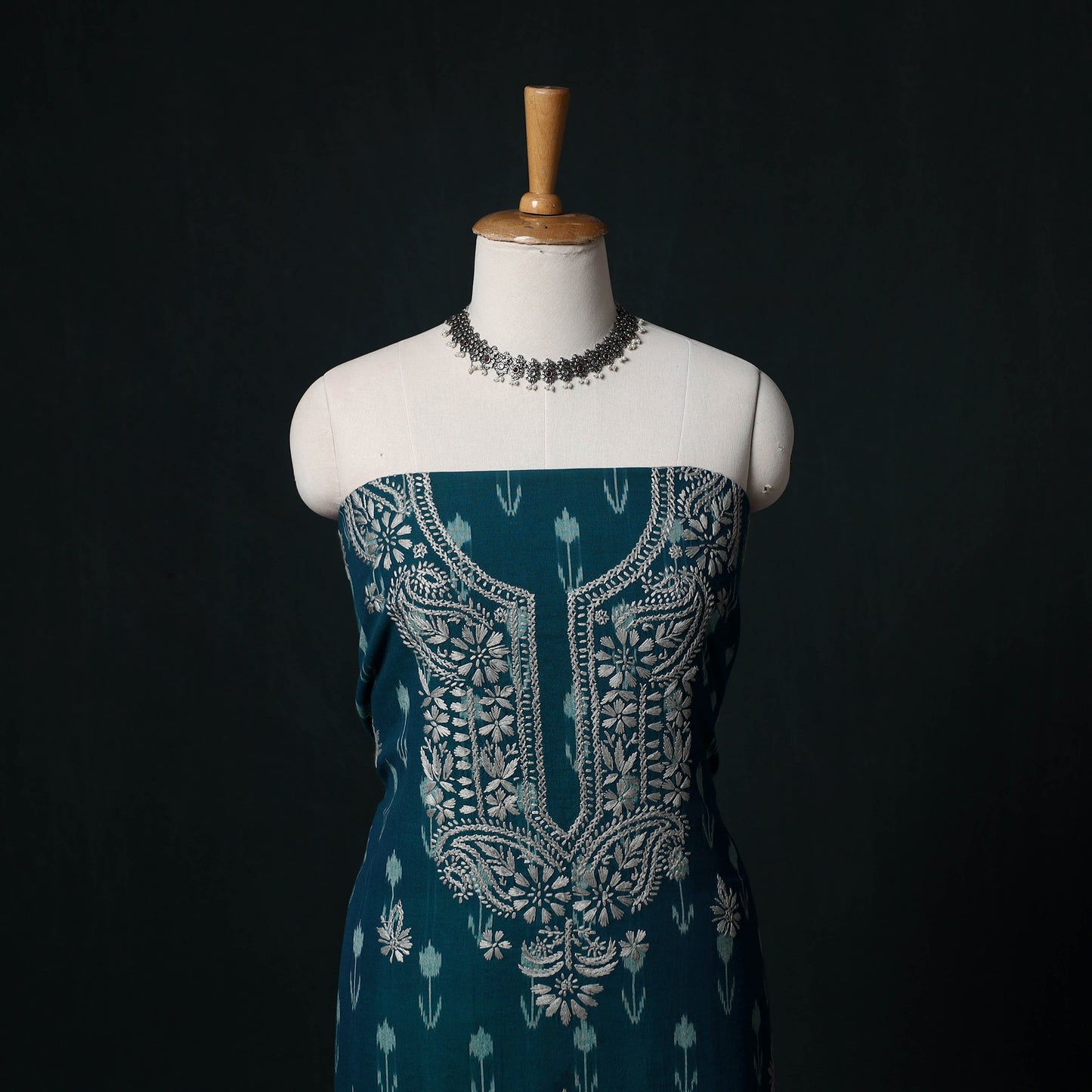 Chikankari Hand Embroidered Cotton Unstitched Kurta Material (3M) 07