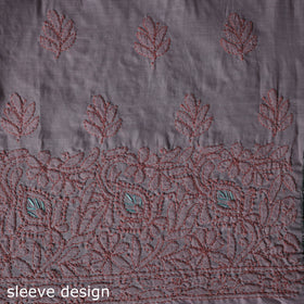 Lucknow Chikankari Parsi Style Hand Embroidered Pure Mul Cotton Unstitched Kurta Material (2.8M) 04