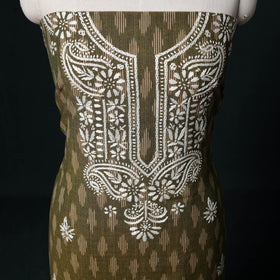 Chikankari Hand Embroidered Cotton Unstitched Kurta Material (3M) 08