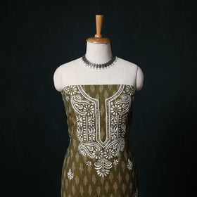 Chikankari Hand Embroidered Cotton Unstitched Kurta Material (3M) 08