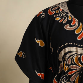 Black - cotton hand batik kaftan with tie-up waist (long)