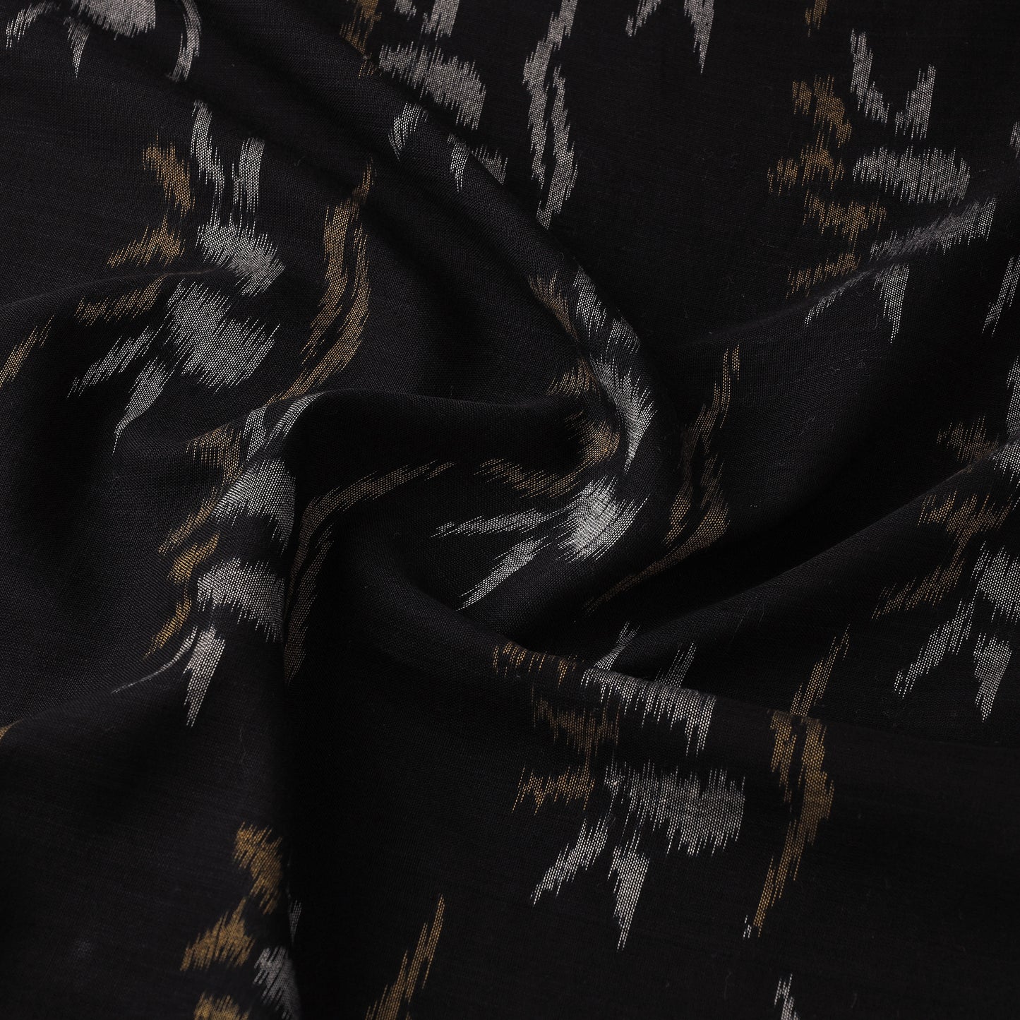Black - Maniabandha Ikat Weave Handloom Cotton Fabric 20