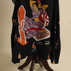 Black - cotton hand batik kaftan with tie-up waist (long)