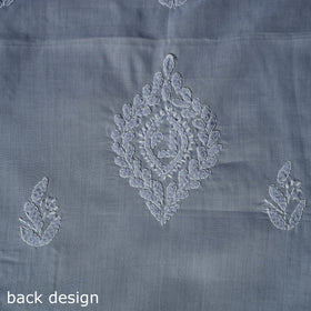 Lucknow Chikankari Parsi Style Hand Embroidered Pure Mul Cotton Unstitched Kurta Material (2.8M) 01