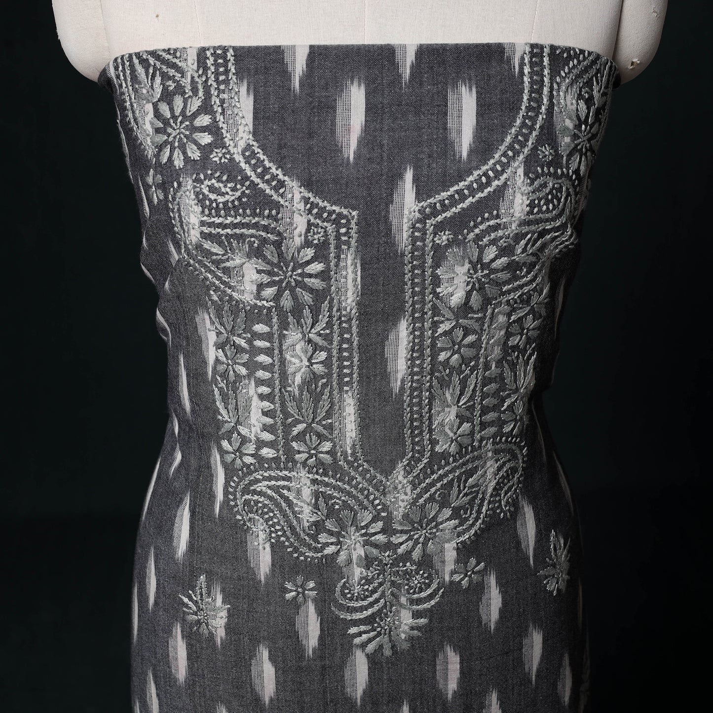 Chikankari Hand Embroidered Cotton Unstitched Kurta Material (3M) 09