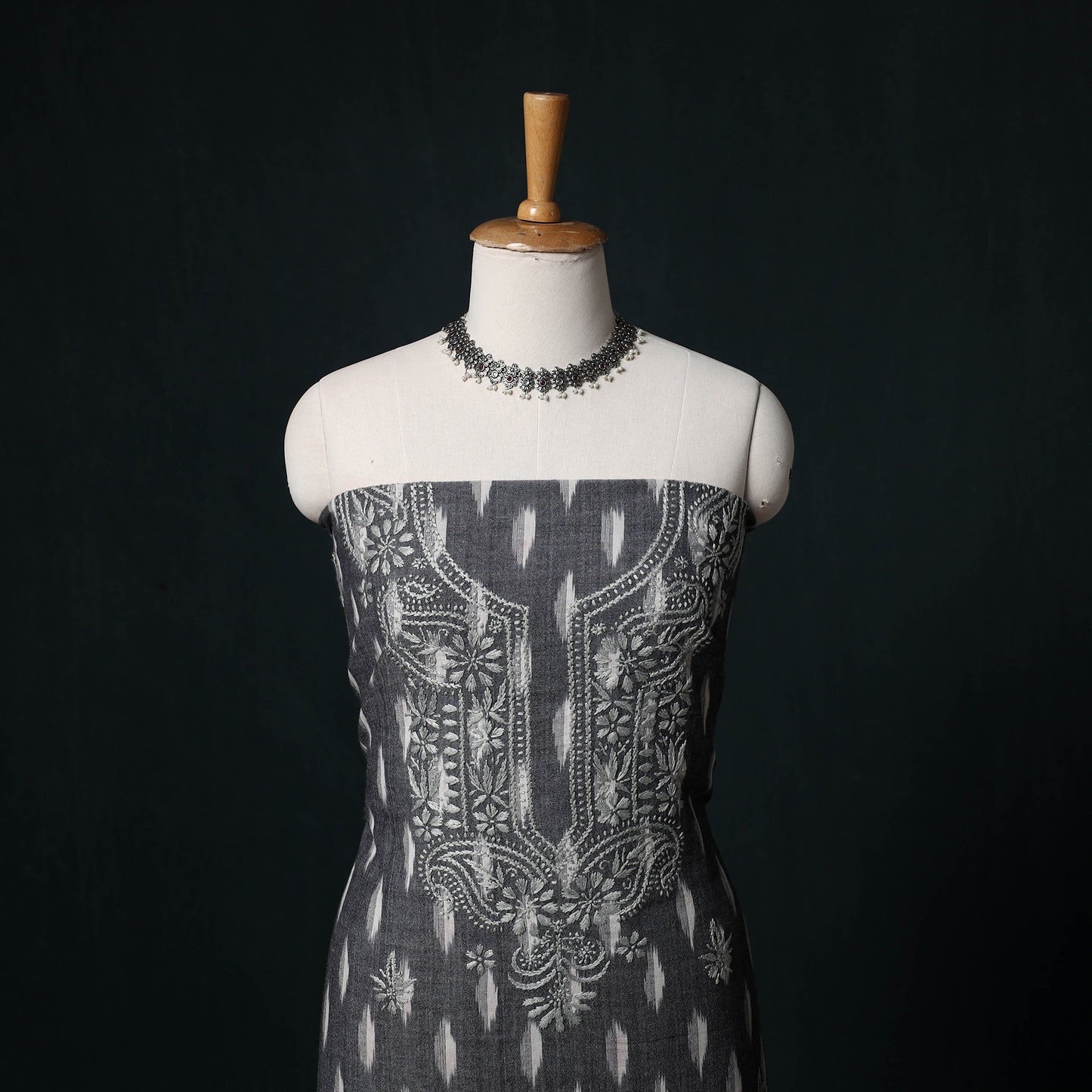 Chikankari Hand Embroidered Cotton Unstitched Kurta Material (3M) 09