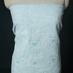 Lucknow Chikankari Parsi Style Hand Embroidered Pure Mul Cotton Unstitched Kurta Material (2.8M) 02