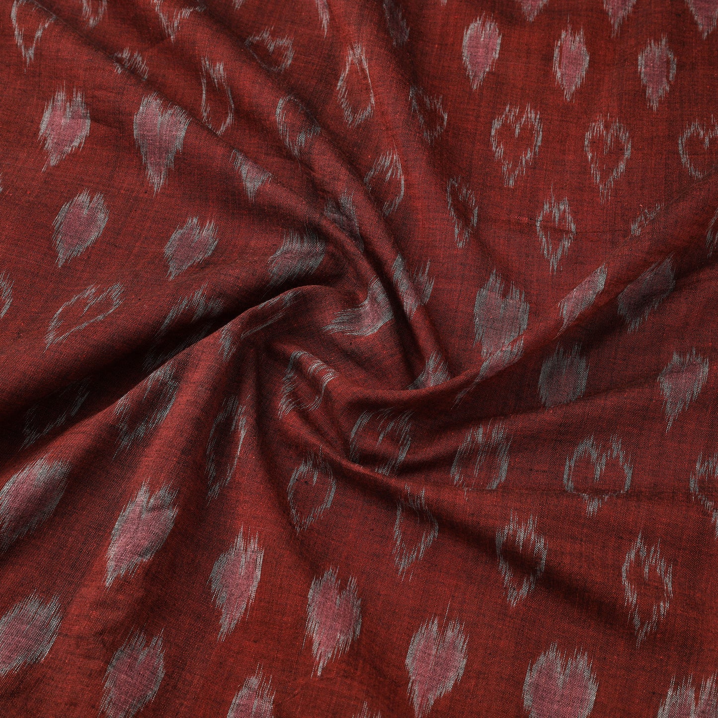 Maroon - Maniabandha Ikat Weave Handloom Cotton Fabric 21