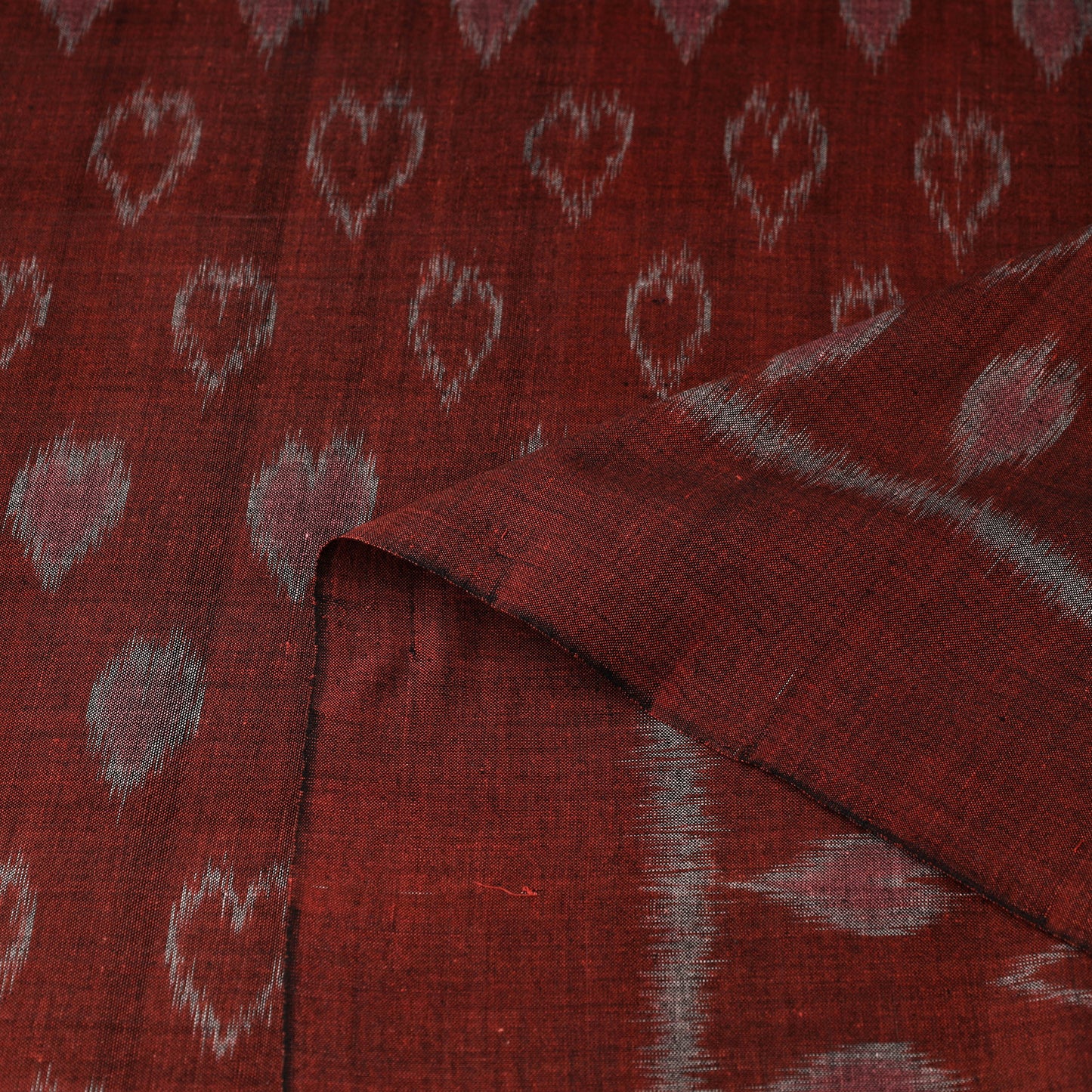 Maroon - Maniabandha Ikat Weave Handloom Cotton Fabric 21