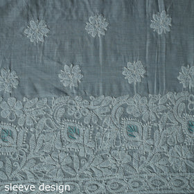 Lucknow Chikankari Parsi Style Hand Embroidered Pure Mul Cotton Unstitched Kurta Material (2.8M) 02
