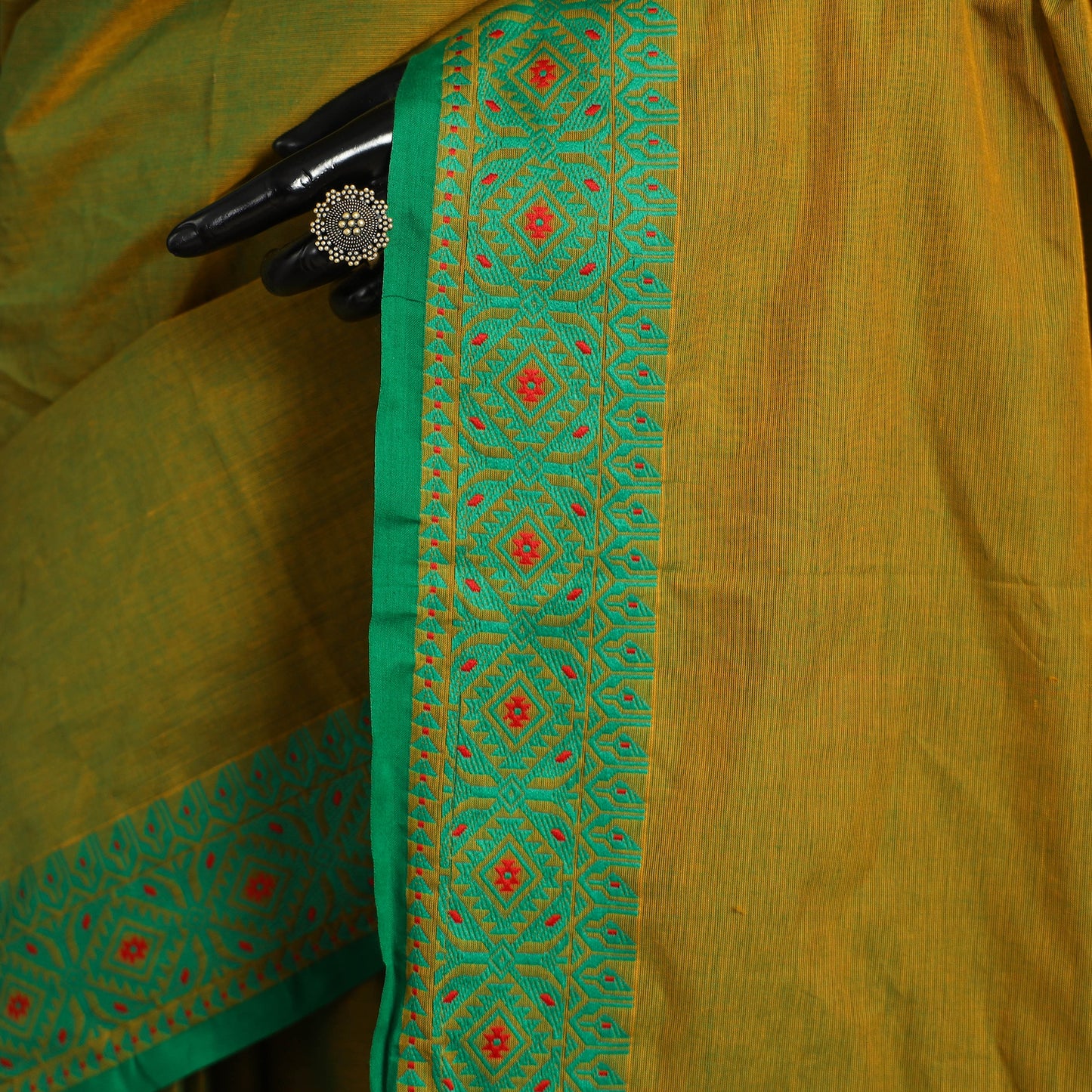 Green Kandangi Chettinad Cotton Saree with Border